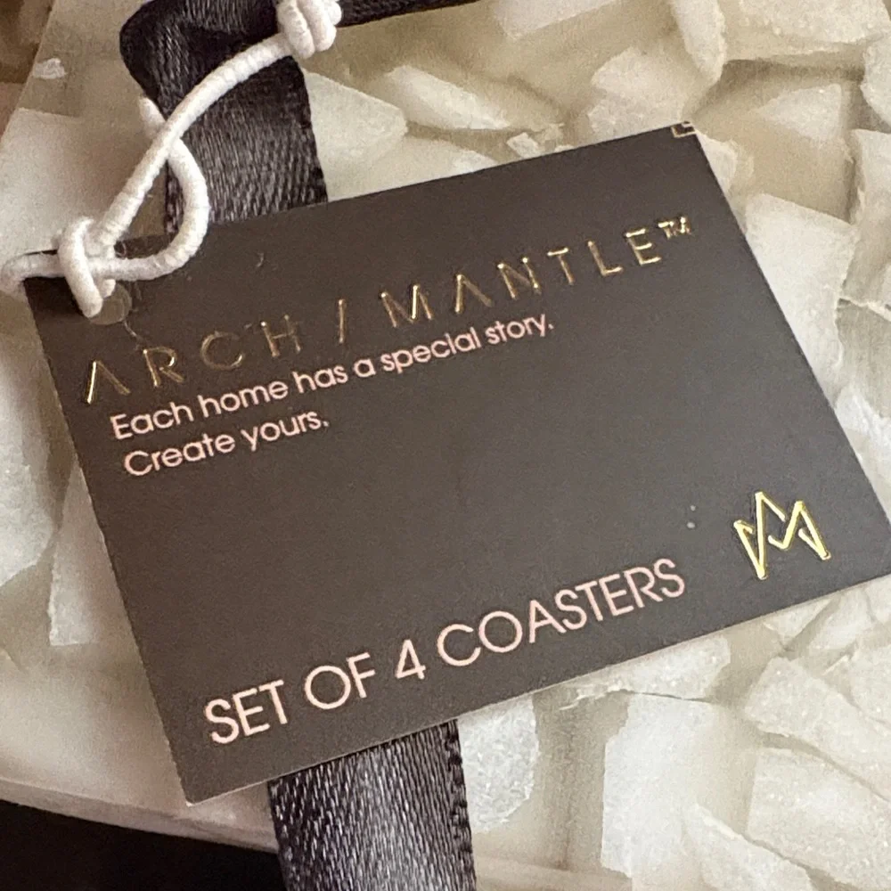 Chic White Coaster Set by Arch Mantle 4 Pack